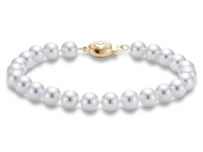 Vertical 18K White Gold 8-8.5MM A Akoya Pearl Bracelet